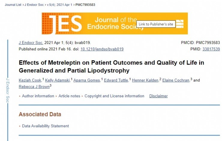 A study published in the Journal of the Endocrine Society demonstrates that metreleptin is associated with significant clinical and quality of life improvements in patients with generalised and partial lipodystrophy.
