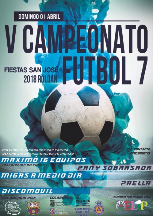 El V Campeonato de Fútbol 7 Fiestas de San José de la pedanía pachequera de Roldán, solidario con AELIP