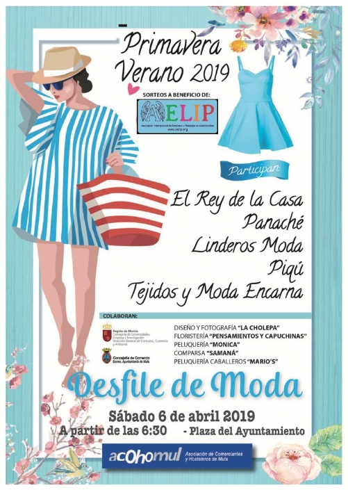 Mañana sábado, 6 de abril, tendrá lugar un desfile de moda en Mula (Murcia), con sorteos a beneficio de AELIP