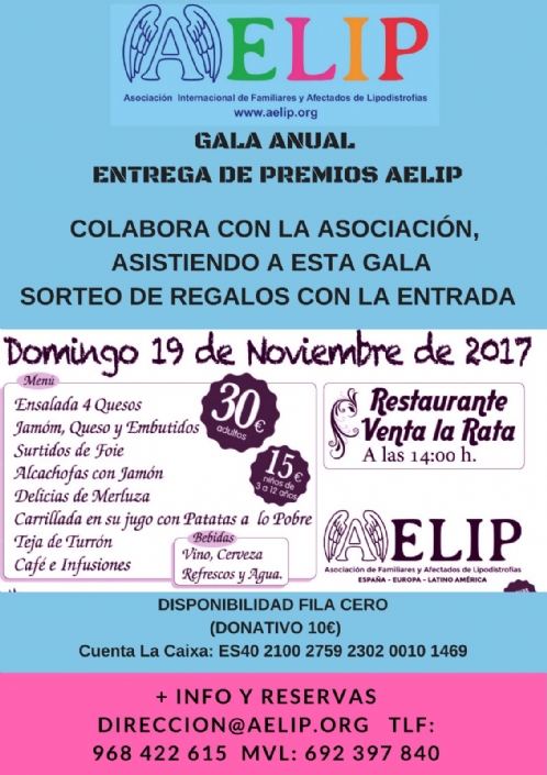 AELIP celebrará su comida gala anual el próximo 19 de noviembre