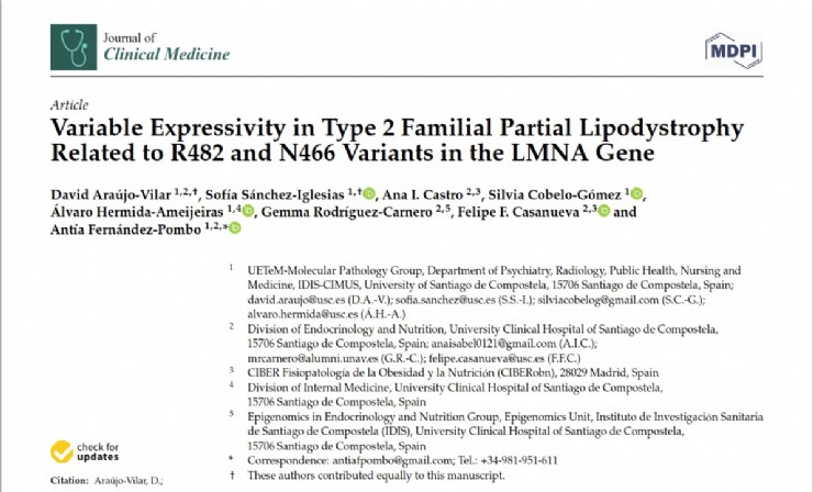 Un estudio publicado en Journal of Clinical Medicine evidencia la Expresividad variable en la lipodistrofia parcial familiar de tipo 2 relacionada con las variantes R482 y N466 en el gen LMNA