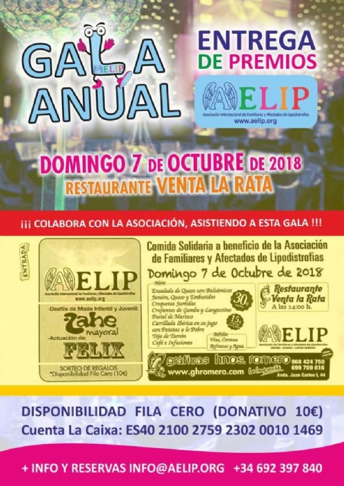 AELIP celebrará su comida gala anual el próximo 7 de octubre en Totana