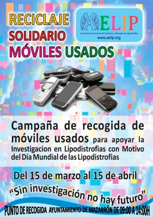 Se habilita un punto de recogida de móviles usados en el Ayuntamiento de Mazarrón para facilitar la campaña de reciclaje solidario promovida por AELIP