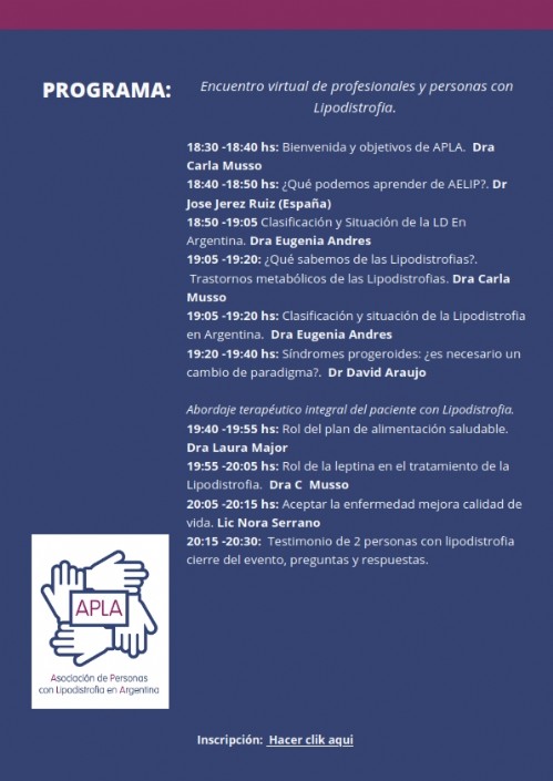 AELIP participará en una jornada formativa online sobre Lipodistrofias Organizada por la Asociación de Pacientes con Lipodistrofia en Argentina 