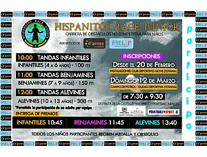 La Hispanitos Race Junior, carrera de obstáculos infantil que se celebrará el próximo 12 de marzo, será a beneficio de D´Genes y AELIP