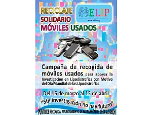 Se habilita un punto de recogida de móviles usados en el Ayuntamiento de Mazarrón para facilitar la campaña de reciclaje solidario promovida por AELIP