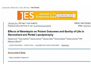 Une étude publiée dans le Journal of Endocrine Society montre que la metreleptine est associée à des améliorations cliniques et de qualité de vie significatives chez les patients atteints de lipodystrophie généralisée et partielle