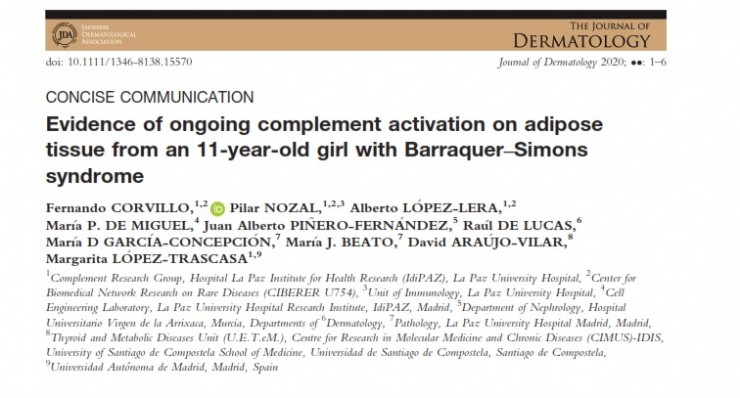 Um estudo recente publicado no The Journal of Dermatology mostra a activação complementar no tecido adiposo de uma menina de 11 anos com síndrome de Barraquer-Simons