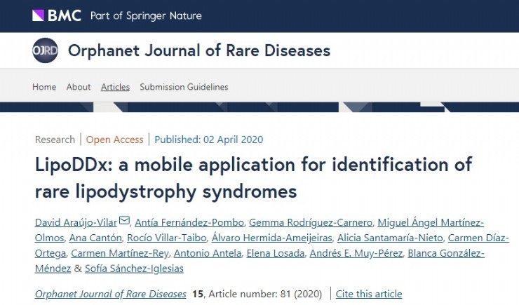 LipoDDx, a primeira APP gratuita para Lipodistrofias, tem agora o seu próprio artigo académico no Orphanet Journal of Rare Diseases