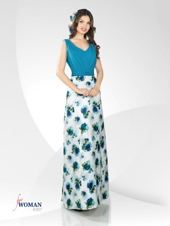 Margaret Mitchell pureza De trato fácil Vestido Fiesta Largo azul y flores Boutique Ana