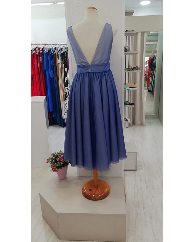 VESTIDO EN AZUL CON FALDA DE VUELO - Foto 2