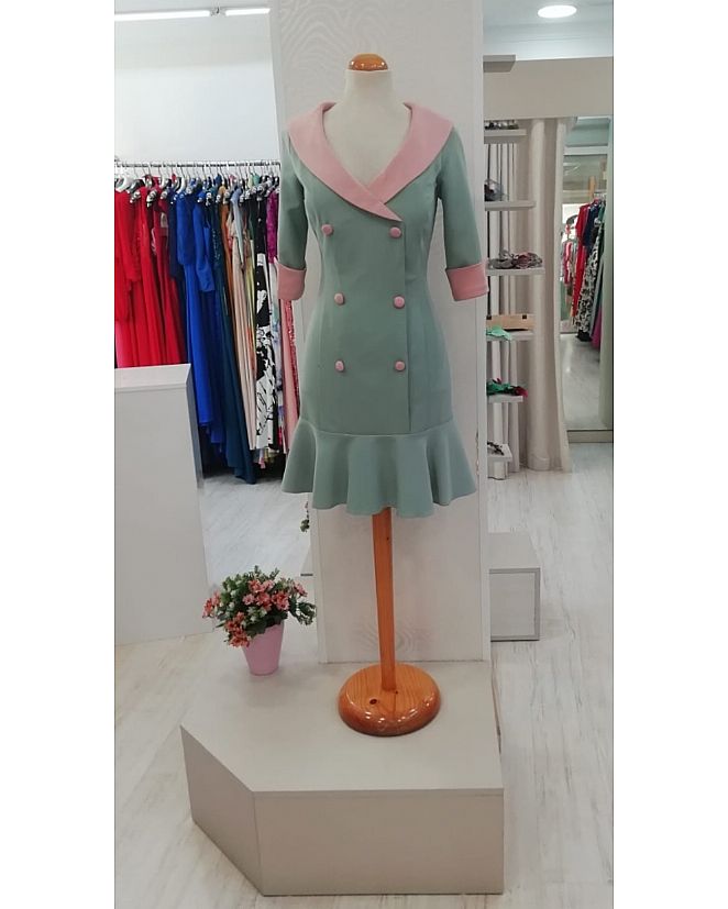 Producto: VESTIDO BYANA EN VERDE Y ROSA