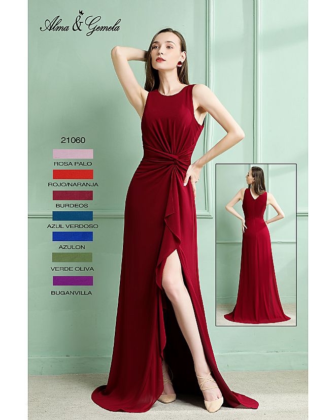 Producto: VESTIDO DE FIESTA LARGO DRAPEADO CINTURA