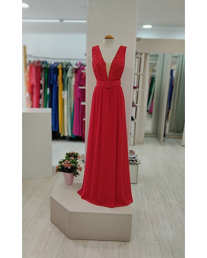 Producto: VESTIDO ROJO BT CINTURÓN 