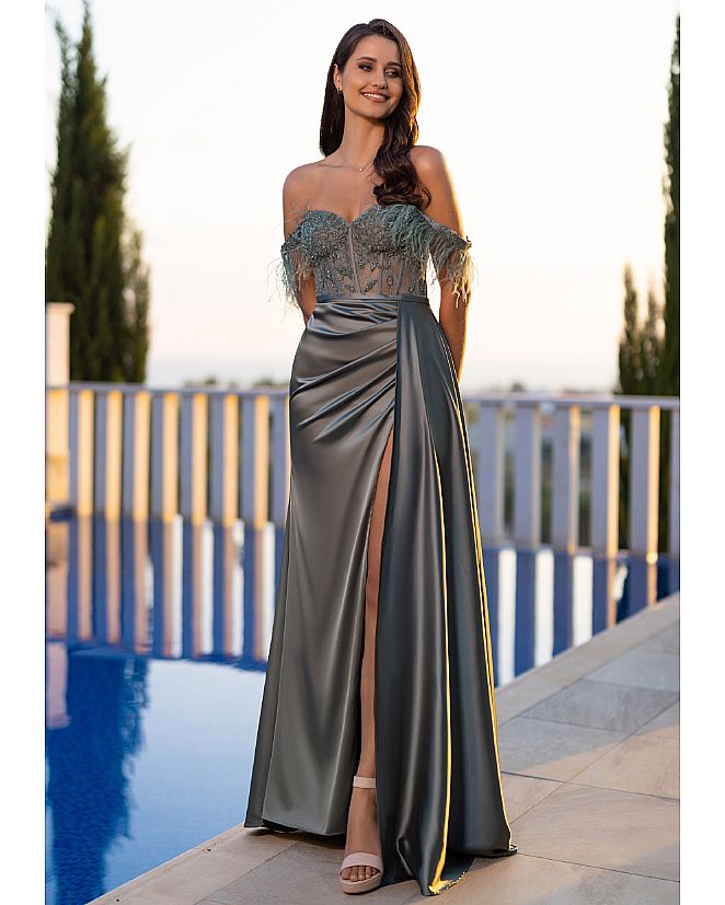 Producto: VESTIDO LARGO FANTASÍA PLUMAS CK