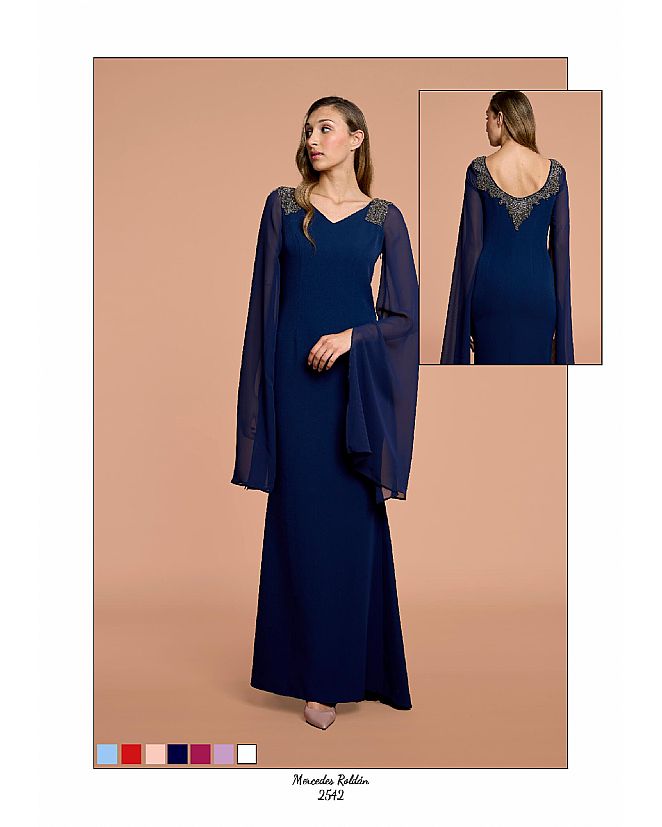 Producto: VESTIDO CON MANGAS CAPA MERCEDES ROLDAN
