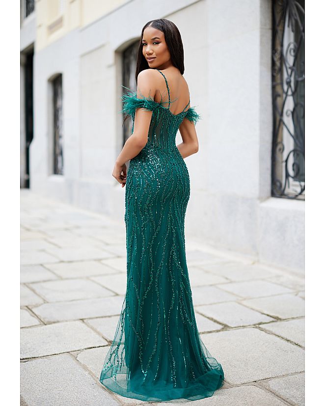 Vestido pedrería verde esmeralda - Foto 2