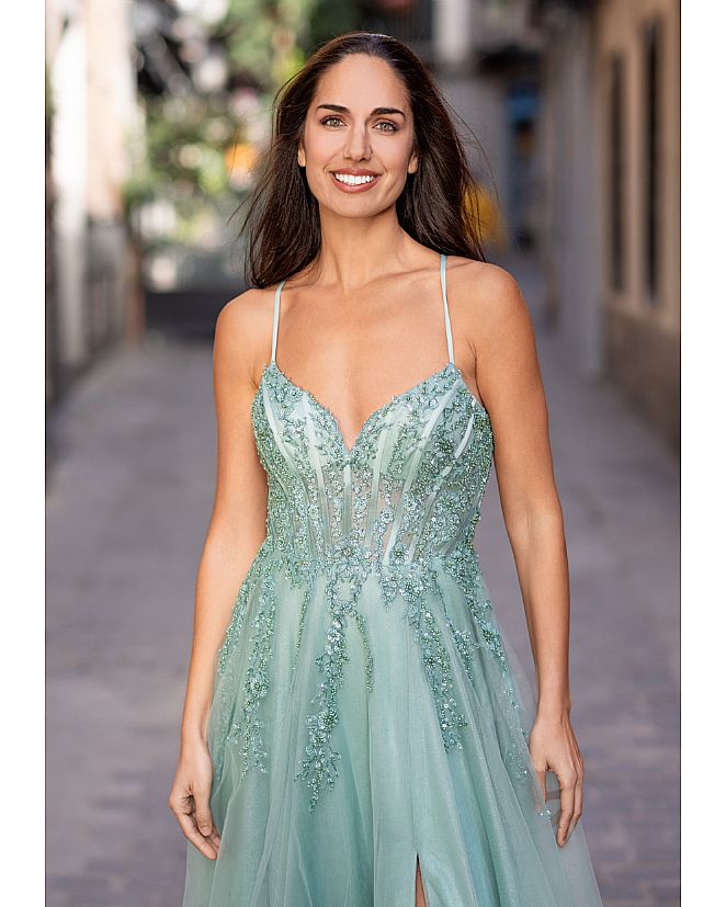 Vestido pedrería verde agua - Foto 1