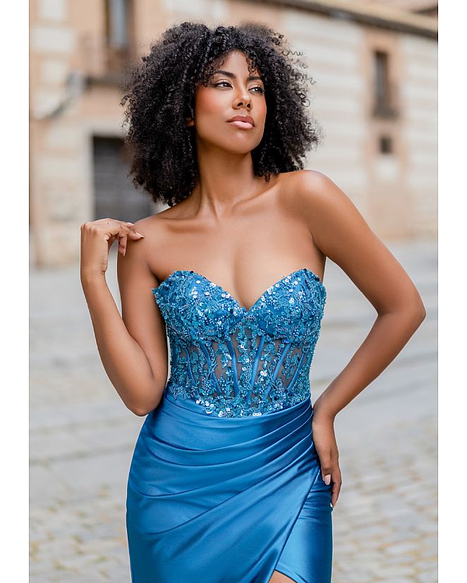 Vestido de pedrería azul zafiro - Foto 1