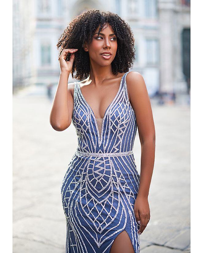 Vestido de pedrería azul marino profundo - Foto 1 Vestido de pedrería azul marino profundo - Foto 1