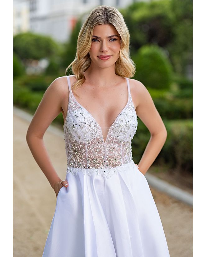 Vestido de pedrería blanco - Foto 1