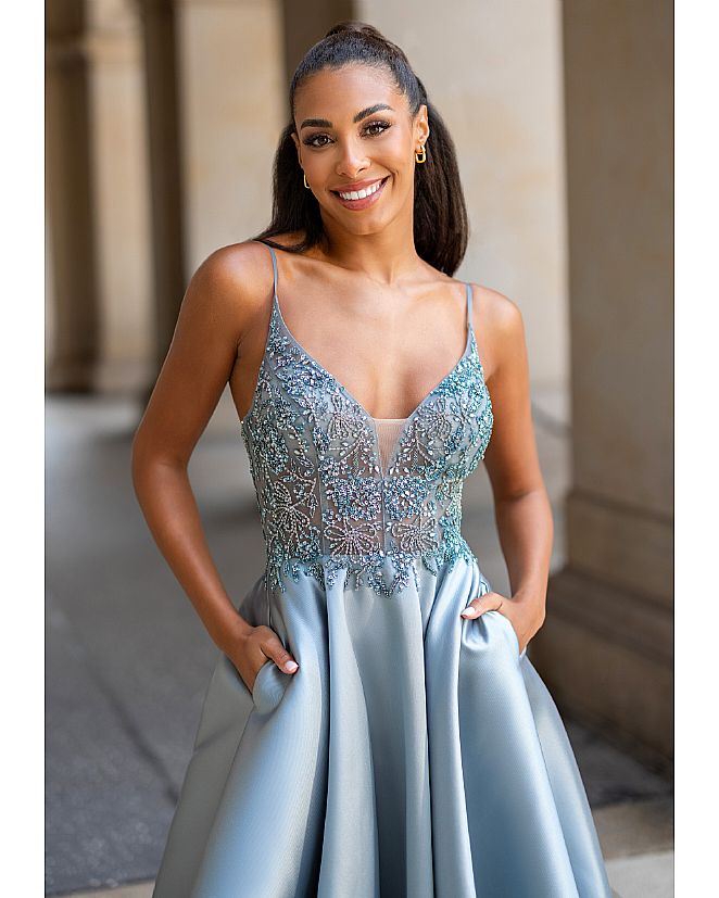Vestido de pedrería azul acero - Foto 1 Vestido de pedrería azul acero - Foto 1