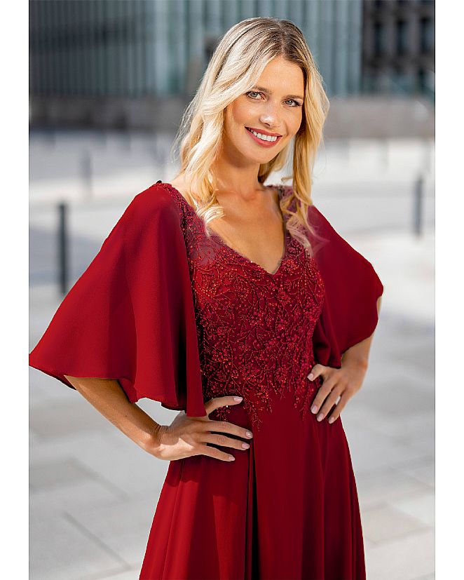 Vestido de pedrería rojo borgoña - Foto 1