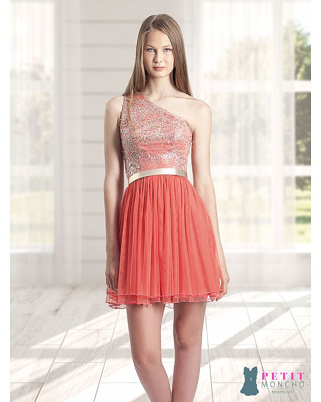 Producto: Vestido juvenil de ceremonia corto coral 