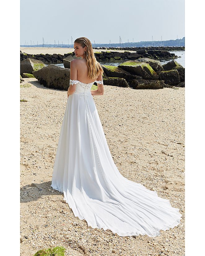 vestido novia drapeado con toque de pedreria - Foto 1