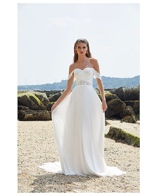 vestido novia drapeado con toque de pedreria - Foto 3