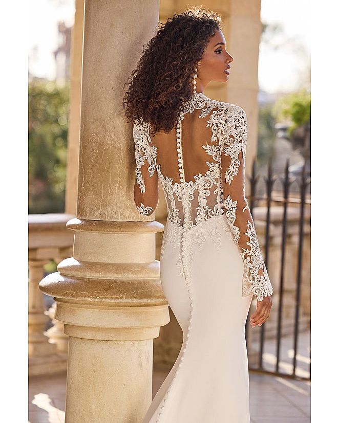 VESTIDO CORTE SIRENA CUERPO TUL BORDADO CORTE SIRENA - Foto 1