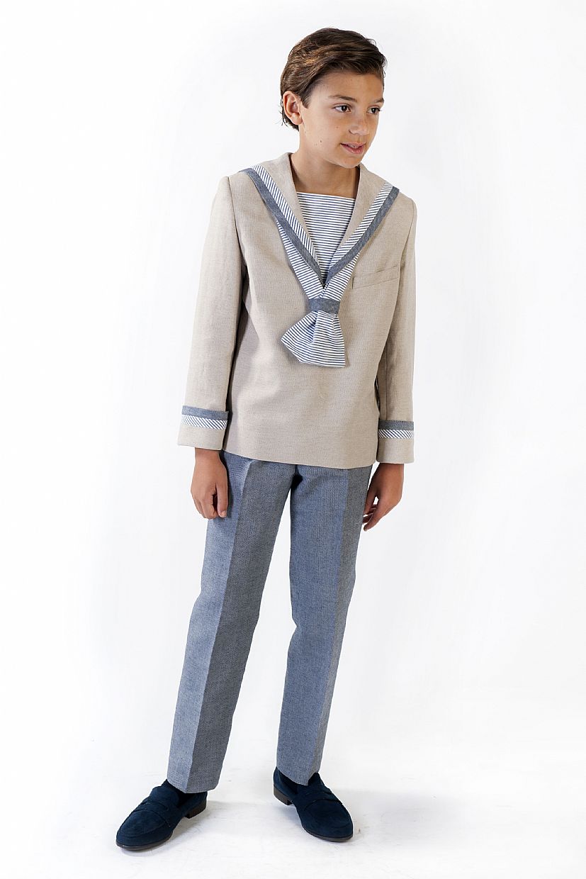 Producto: Traje marinero lino beig y gris