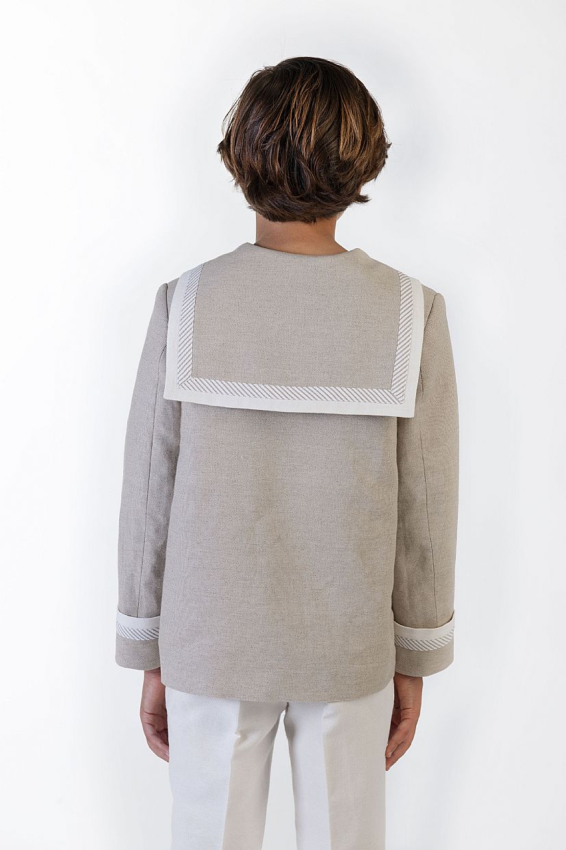 Traje marinero lino en color blanco y beig - Foto 1