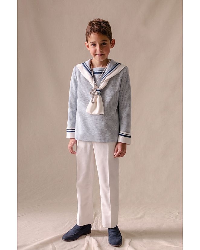 Producto: Traje marinero lino azul y blanco