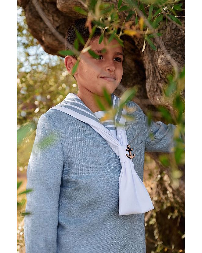 TRAJE COMUNIÓN MARINERO CELESTE COMBINACIÓN BLANCO
