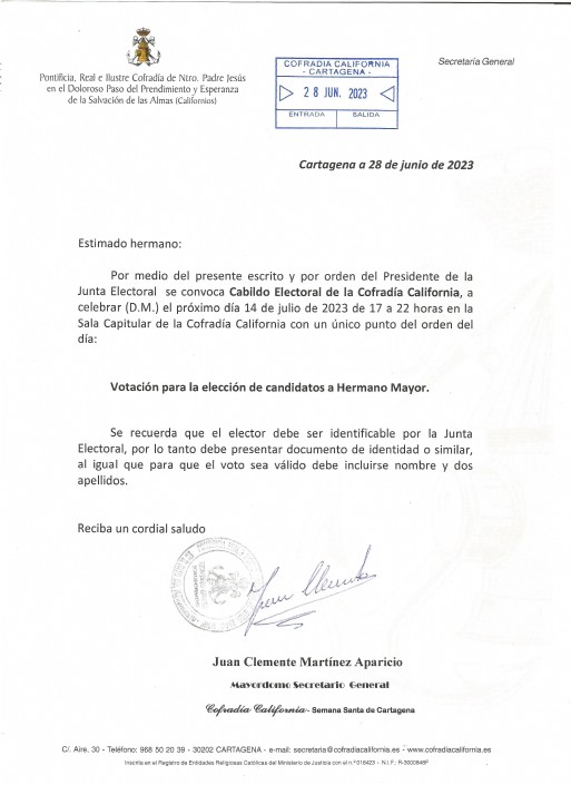 Citación Cabildo Electoral 14 de Julio de 2023