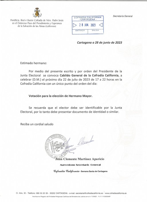 Citación Cabildo General 22 de Julio de 2023