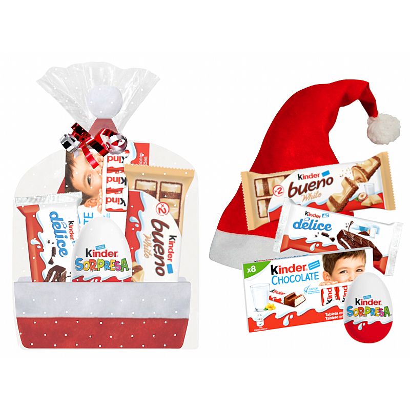 Gorro papa noel  con chocolates kinder