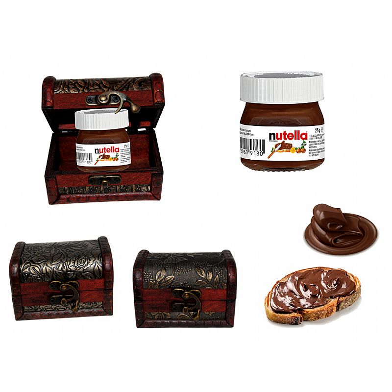 Bote mini nutella (25 gr.) + baúl de madera clásico (8086)*