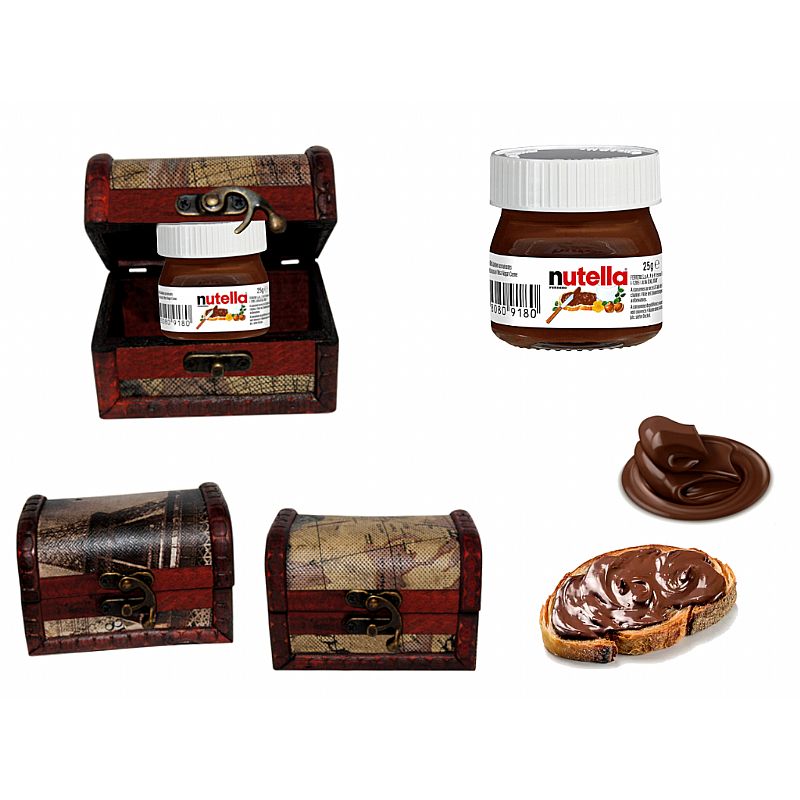 Bote mini nutella (25 gr.) + baúl de madera clásico (8086)*