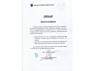 Comunicado FFRM suspension entrenamientos/partidos por COVID-19