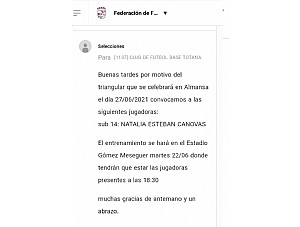 CONVOCADA NATALIA ESTEBA CON LA SELECION MURCIANA