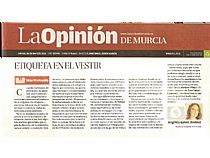 Artículo sobre Etiqueta en el Vestir en el periódico La Opinión de Murcia 26.3.15 Artículo sobre Etiqueta en el Vestir en el periódico La Opinión de Murcia 26.3.15