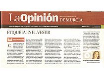 Artículo sobre Etiqueta en el Vestir en el periódico La Opinión de Murcia 26.3.15