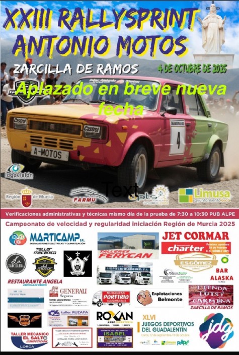 APLAZADO EL XXIII RALLY SPRINT 