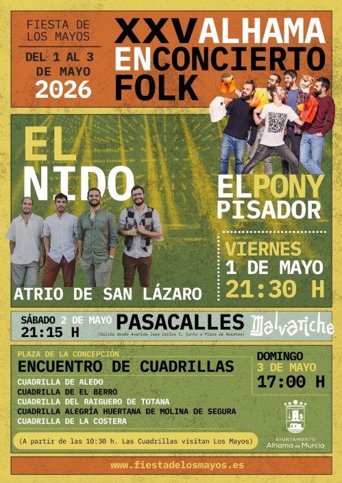 Alhama en concierto Folk impulsa el arranque del fin de semana grande de Los Mayos con una propuesta centrada en la música de raíz