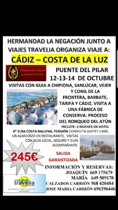 LA HERMANDAD ORGANIZA VIAJE A CÁDIZ 