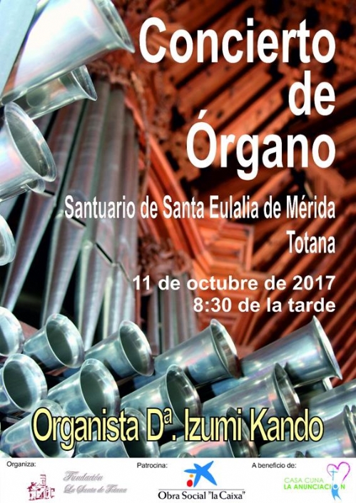 Cartel anuciador concierto organo Dª. Izumi Kando en La Santa