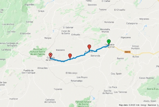 Camino Eulaliense entre Caravaca y Cañadas de la Cruz