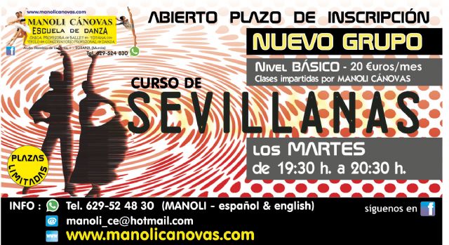 Salsa & Bachata y Sevillanas, nuevos cursos en la Escuela de Danza Manoli Cánovas